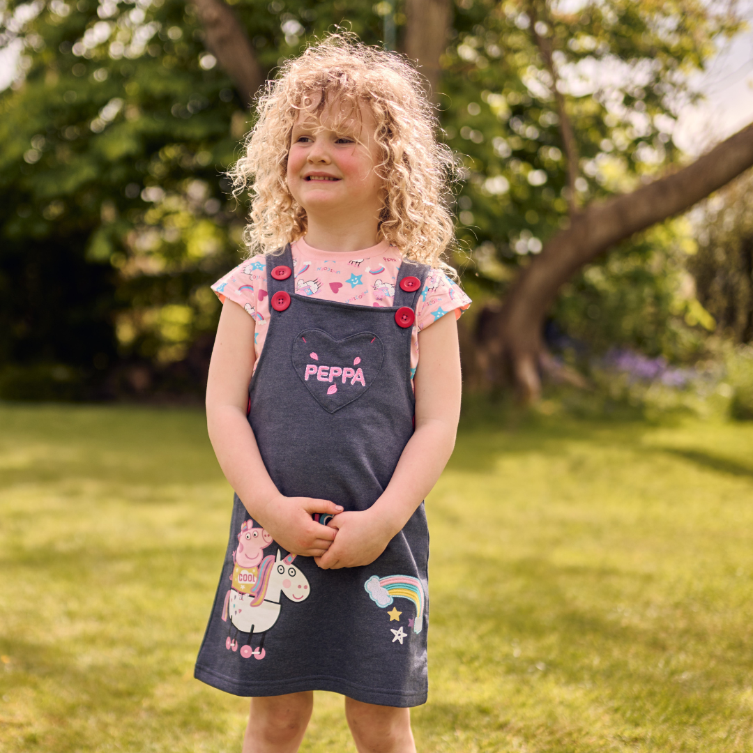 Peppa Pig Pinafore Dress I Kids I Character Size 7 Blue Pink